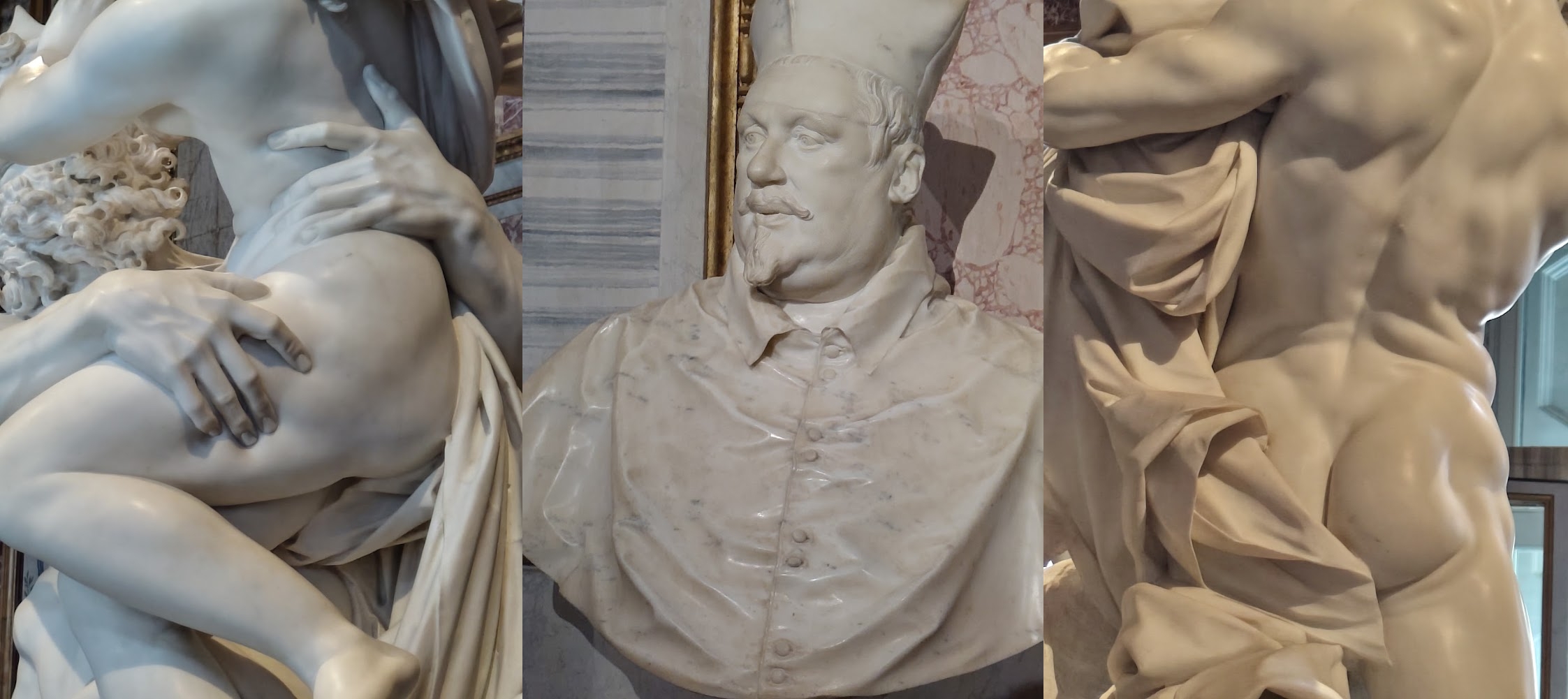 Various details on Bernini sculptures